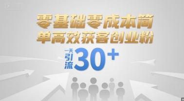 零基础零成本简单高效获客创业粉，一天引流30+-百货大全