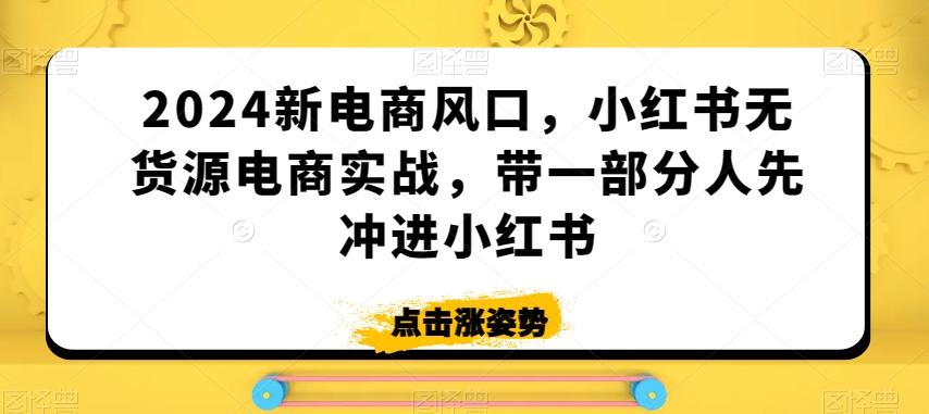 2024新电商风口，小红书无货源电商实战，带一部分人先冲进小红书-百货大全
