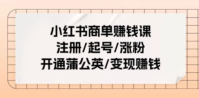 小红书商单赚钱课：注册/起号/涨粉/开通蒲公英/变现赚钱(25节课)-百货大全