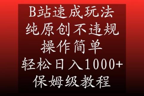 B站速成玩法，纯原创不违规，操作简单，轻松日入1000+，保姆级教程【揭秘】-百货大全
