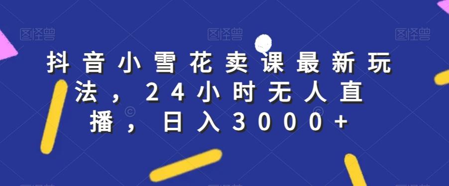 抖音小雪花卖课最新玩法，24小时无人直播，日入3000+【揭秘】-百货大全