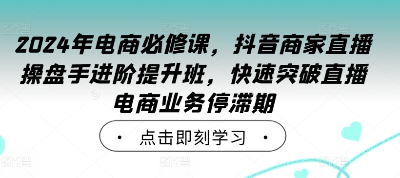 2024年电商必修课，抖音商家直播操盘手进阶提升班，快速突破直播电商业务停滞期-百货大全
