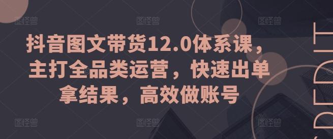 抖音图文带货12.0体系课，主打全品类运营，快速出单拿结果，高效做账号-百货大全