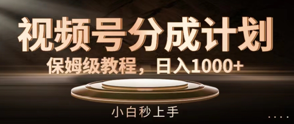 视频号分成计划保姆级教程，日入1K，小白秒上手【揭秘】-百货大全