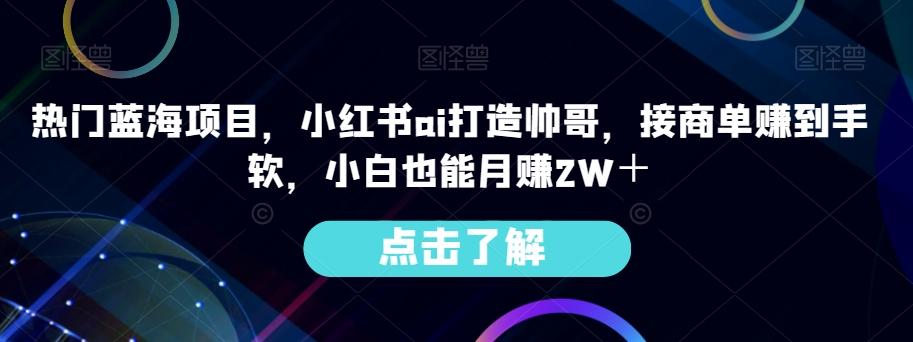 热门蓝海项目，小红书ai打造帅哥，接商单赚到手软，小白也能月赚2W＋-百货大全