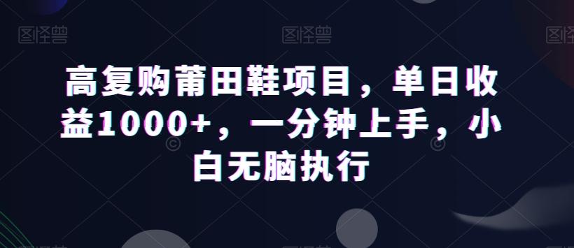高复购莆田鞋项目，单日收益1000+，一分钟上手，小白无脑执行-百货大全