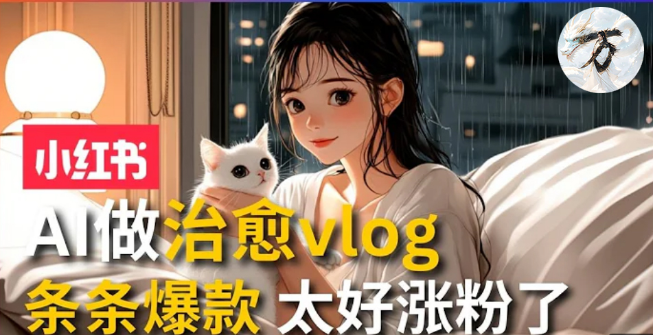 AI治愈系vlog动画视频，小红书1个月轻松涨粉破万，商单报价1500+日入2000+-百货大全