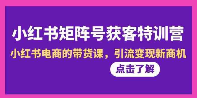 小红书矩阵号获客特训营-第10期，小红书电商的带货课，引流变现新商机-百货大全