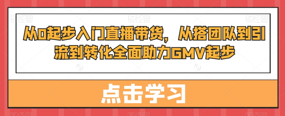 从0起步入门直播带货，​从搭团队到引流到转化全面助力GMV起步-百货大全