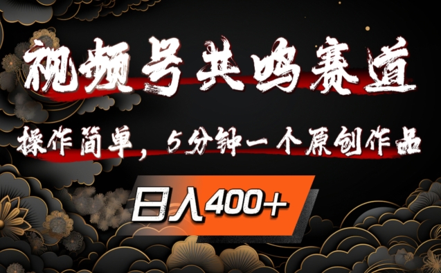 视频号共鸣赛道，操作简单，5分钟1个原创作品，日入几张【揭秘】-百货大全