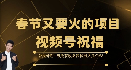 春节又要火的项目视频号祝福，分成计划+带货双收益，轻松月入几个W【揭秘】-百货大全