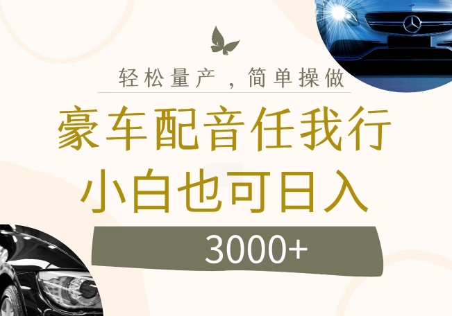 不为人知的暴力小项目，豪车配音，日入几张【揭秘】-百货大全