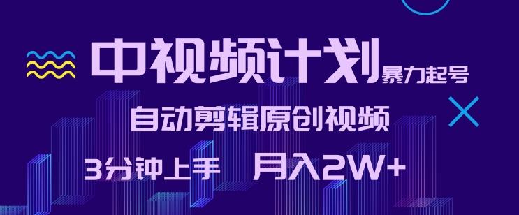 中视频计划暴力起号，自动剪辑原创视频，3分钟上手，月入2W+【揭秘】-百货大全