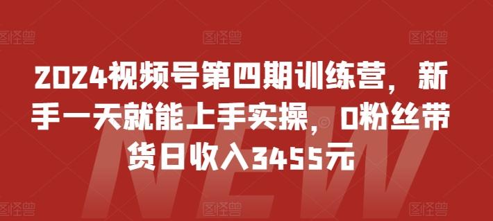 2024视频号第四期训练营，新手一天就能上手实操，0粉丝带货日收入3455元-百货大全