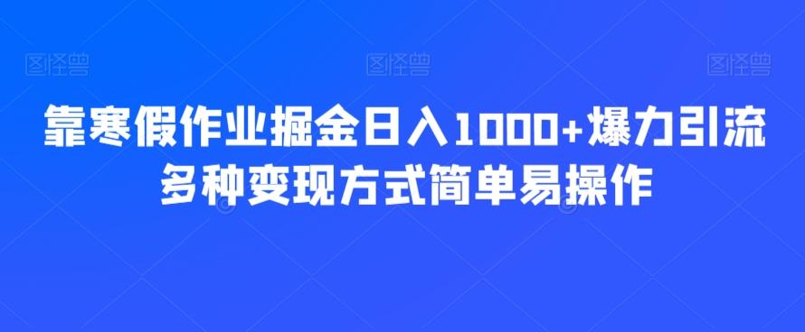 靠寒假作业掘金日入1000+爆力引流多种变现方式简单易操作-百货大全