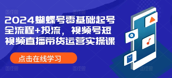 2024蝴蝶号零基础起号全流程+投流，视频号短视频直播带货运营实操课-百货大全