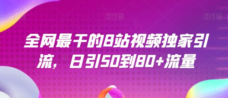 全网最干的B站视频独家引流，日引50到80+流量【揭秘】-百货大全