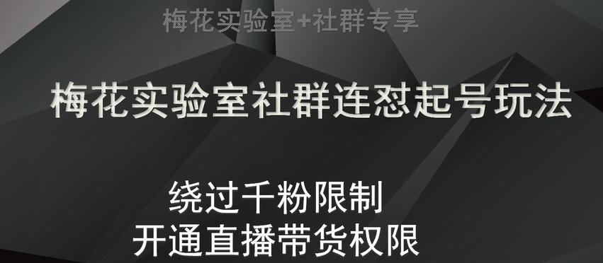 梅花实验室社群连怼起号玩法，视频号绕过千粉限制，开通直播带货权限【揭秘】-百货大全