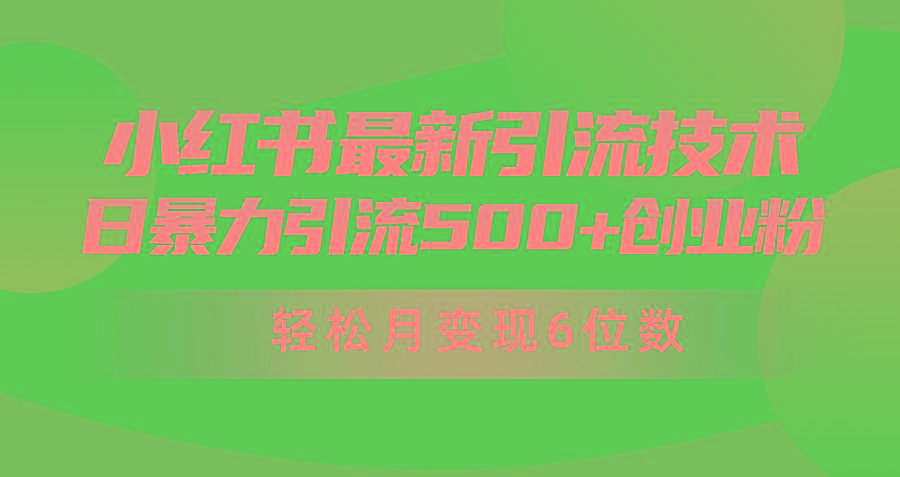 (9871期)日引500+月变现六位数24年最新小红书暴力引流兼职粉教程-百货大全