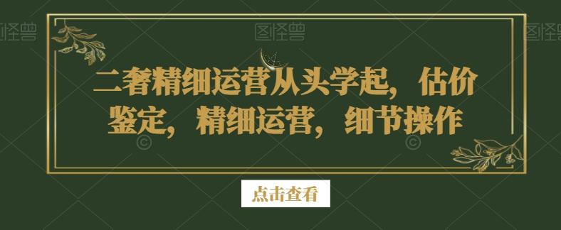 二奢精细运营从头学起，估价鉴定，精细运营，细节操作-百货大全