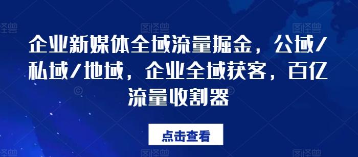 企业新媒体全域流量掘金，公域/私域/地域，企业全域获客，百亿流量收割器-百货大全