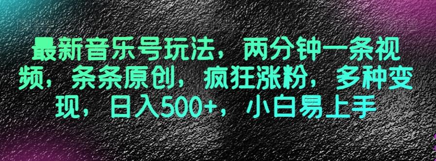 最新音乐号玩法，两分钟一条视频，条条原创，疯狂涨粉，多种变现，日入500+，小白易上手【揭秘】-百货大全