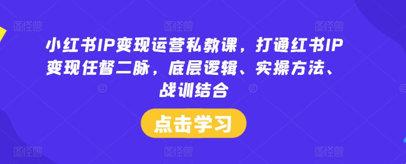 小红书IP变现运营私教课，打通红书IP变现任督二脉，底层逻辑、实操方法、战训结合-百货大全