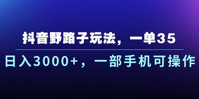 抖音野路子玩法，一单35.日入3000+，一部手机可操作-百货大全