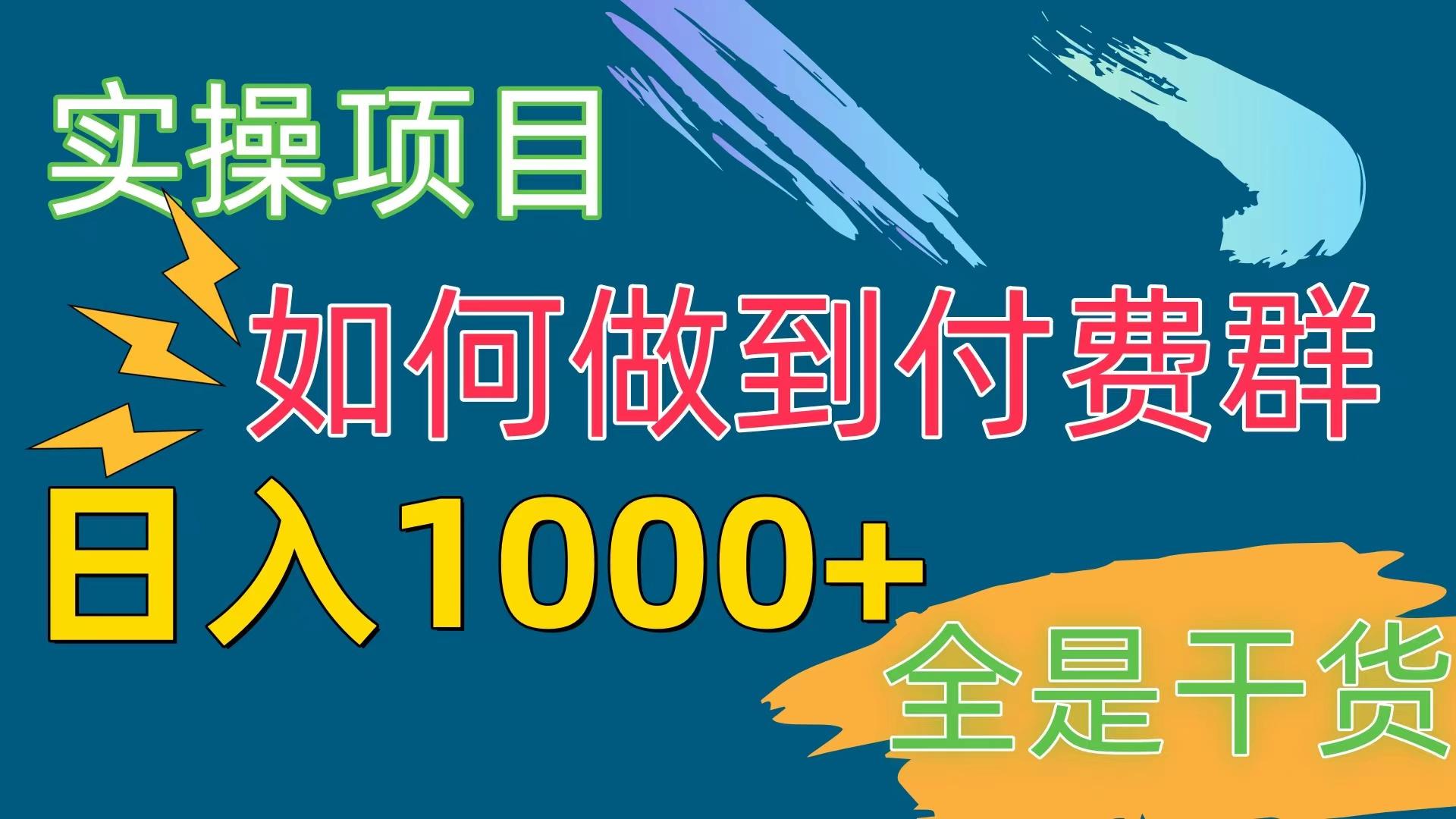 [实操项目]付费群赛道，日入1000+-百货大全