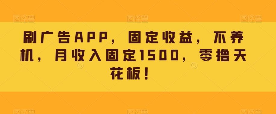刷广告APP，固定收益，不养机，月收入固定1500，零撸天花板！-百货大全