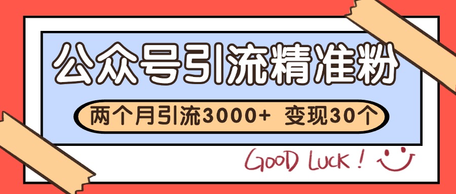 公众号精准粉引流玩法 2个月3000+精准粉 变现30万+-百货大全