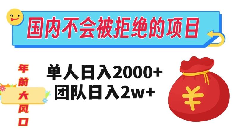 在国内不怕被拒绝的项目，单人日入2000，团队日入20000+【揭秘】-百货大全