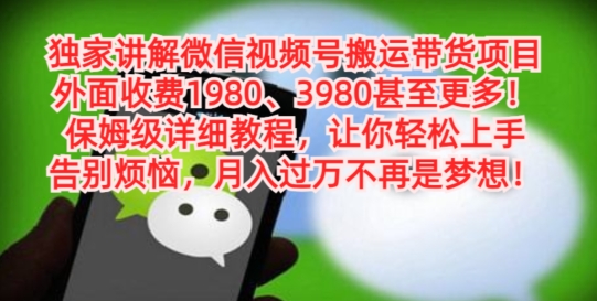 独家讲解微信视频号搬运带货项目，保姆级详细教程-百货大全
