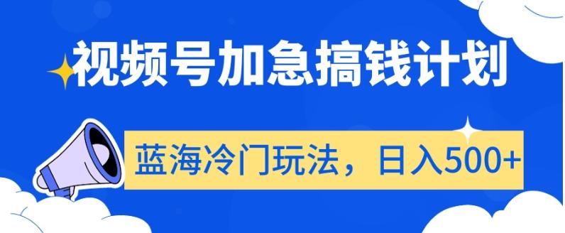 视频号加急搞钱计划，蓝海冷门玩法，日入500+【揭秘】-百货大全