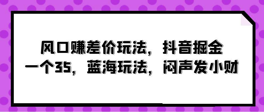 (10022期)风口赚差价玩法，抖音掘金，一个35，蓝海玩法，闷声发小财-百货大全