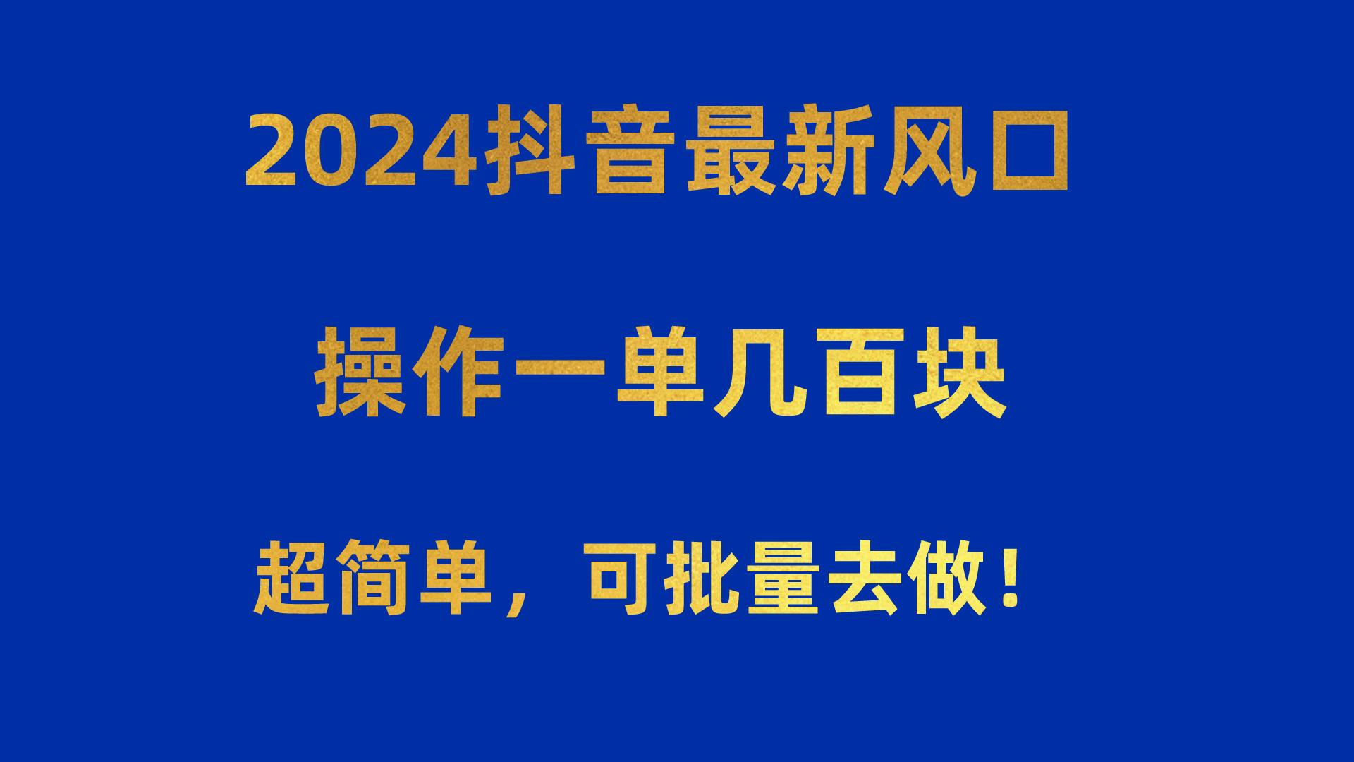 2024抖音最新风口！操作一单几百块！超简单，可批量去做！！！-百货大全