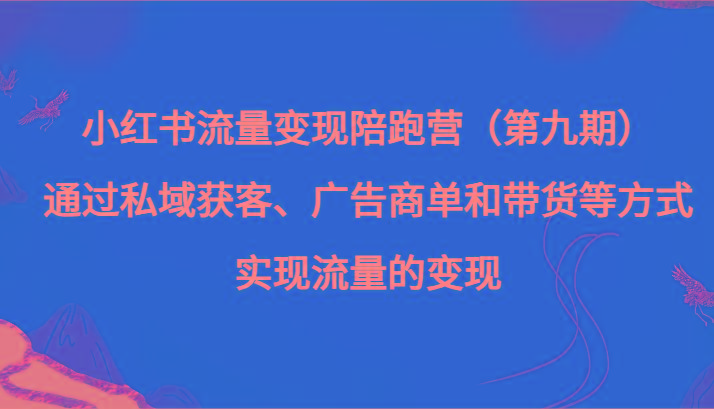 小红书流量变现陪跑营（第九期）通过私域获客、广告商单和带货等方式实现流量变现-百货大全
