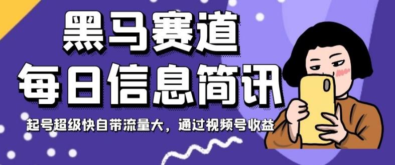 黑马赛道每日信息简讯，起号超级快自带流量大，通过视频号收益【揭秘】-百货大全