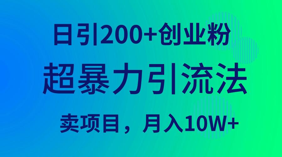 (9654期)超暴力引流法，日引200+创业粉，卖项目月入10W+-百货大全