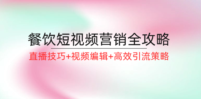 餐饮短视频营销全攻略：直播技巧+视频编辑+高效引流策略-百货大全
