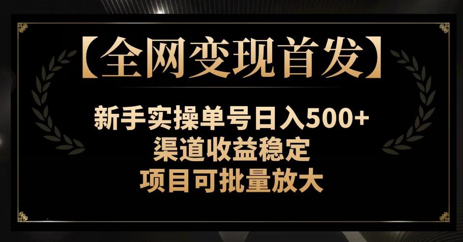 【全网变现首发】新手实操单号日入500+，渠道收益稳定，项目可批量放大【揭秘】-百货大全