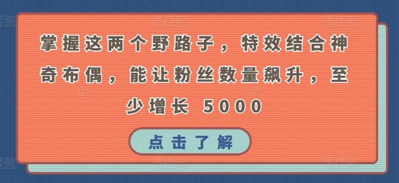 掌握这两个野路子，特效结合神奇布偶，能让粉丝数量飙升，至少增长 5000【揭秘】-百货大全