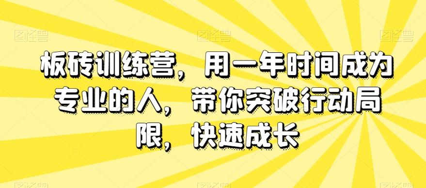 板砖训练营，用一年时间成为专业的人，带你突破行动局限，快速成长-百货大全