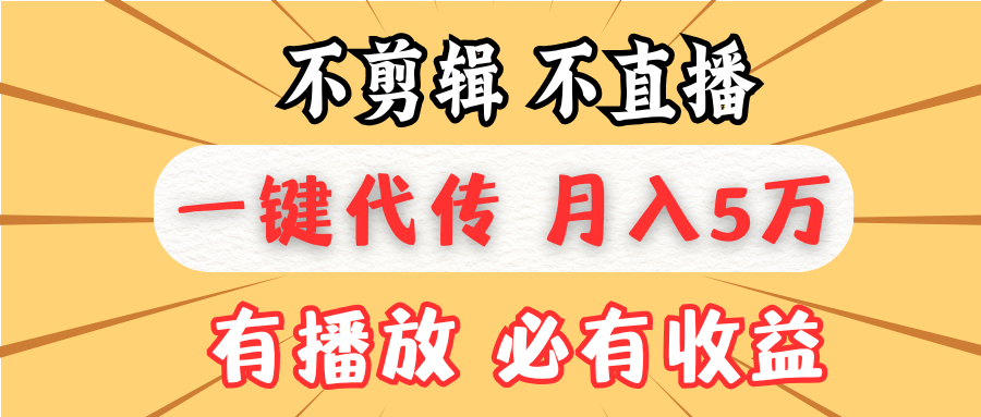 不剪辑不直播，一键代发，月入5万懒人必备，我出视频你来发-百货大全
