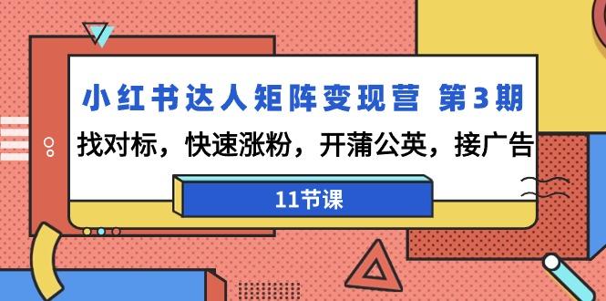 小红书达人矩阵变现营 第3期，找对标，快速涨粉，开蒲公英，接广告-11节课-百货大全