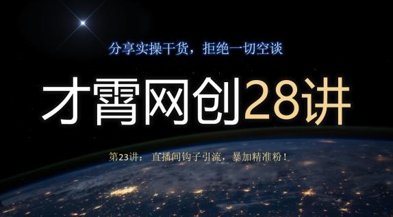 才霄网创28讲第23讲：直播间钩子引流，暴加精准粉！-百货大全
