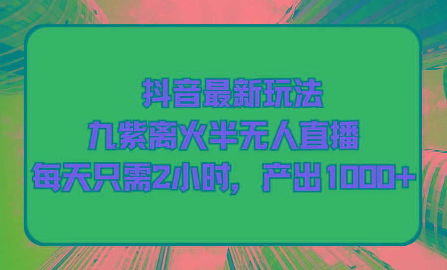 (9619期)抖音最新玩法，九紫离火半无人直播，每天只需2小时，产出1000+-百货大全