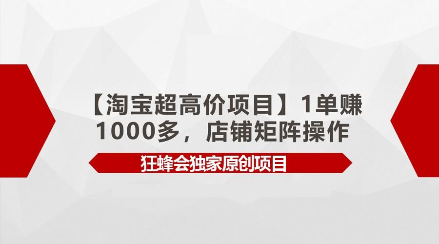【淘宝超高价项目】1单赚1000多,店铺矩阵操作-百货大全