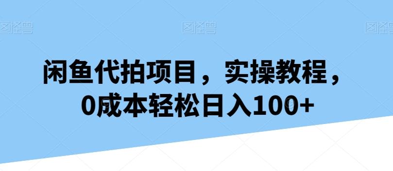 闲鱼代拍项目，实操教程，0成本轻松日入100+-百货大全