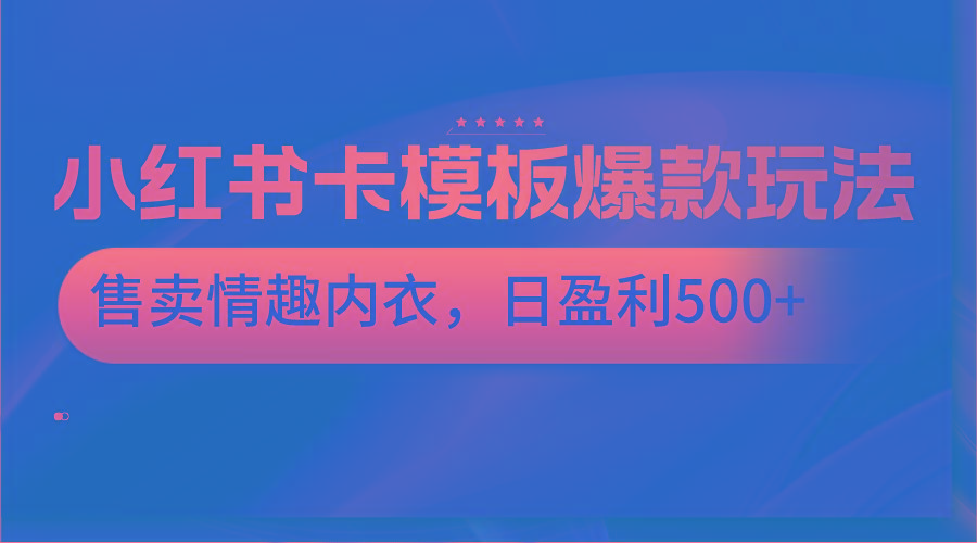 小红书卡模板爆款玩法，售卖情趣内衣，日盈利500+-百货大全